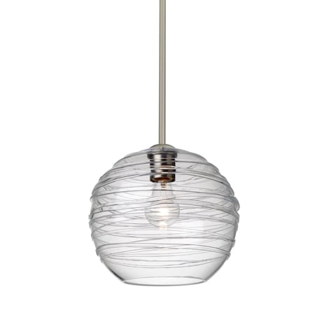Besa Lighting Wave 10 Cord Pendant, Clear, Satin Nickel Finish, 1x60W Incandescent 1TT-462761-SN